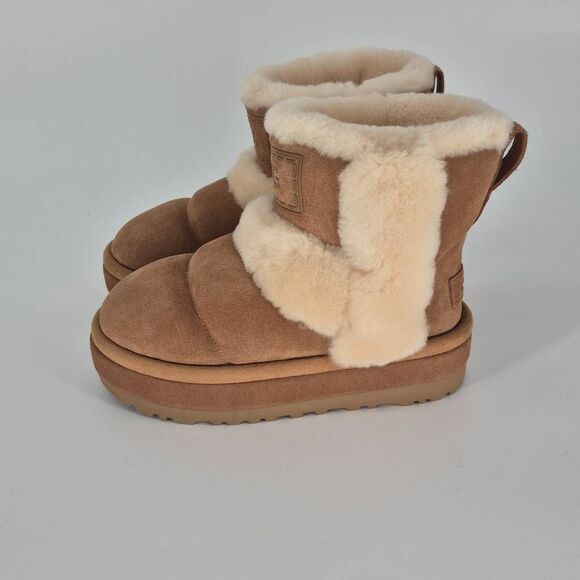 UGG CLASSIC MINI CHILLAPEAK BOOTS SUEDE CHESTNUT SIZE 8 - Picture 3 of 8